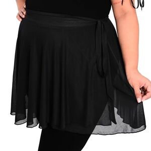 Foxblood Elegant Black Mesh Ballet Wrap Skirt